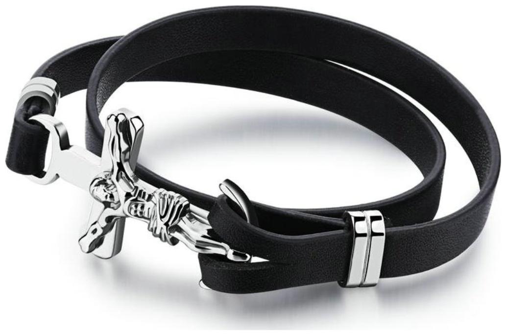 

Mens Bracelet Leather Wrist Band Bracelet BlackBy The Fashion for Sure