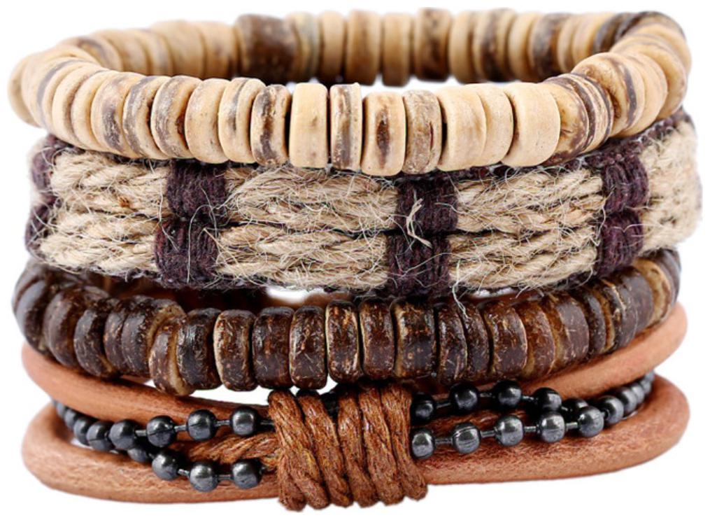 

Mens Bracelet Europe and The United States Bracelet DIY Bracelet Braided Leather Bracelet with Coconut Shell Man Hemp Rope Leather Bracelet (J111) by The Fashion for Sure