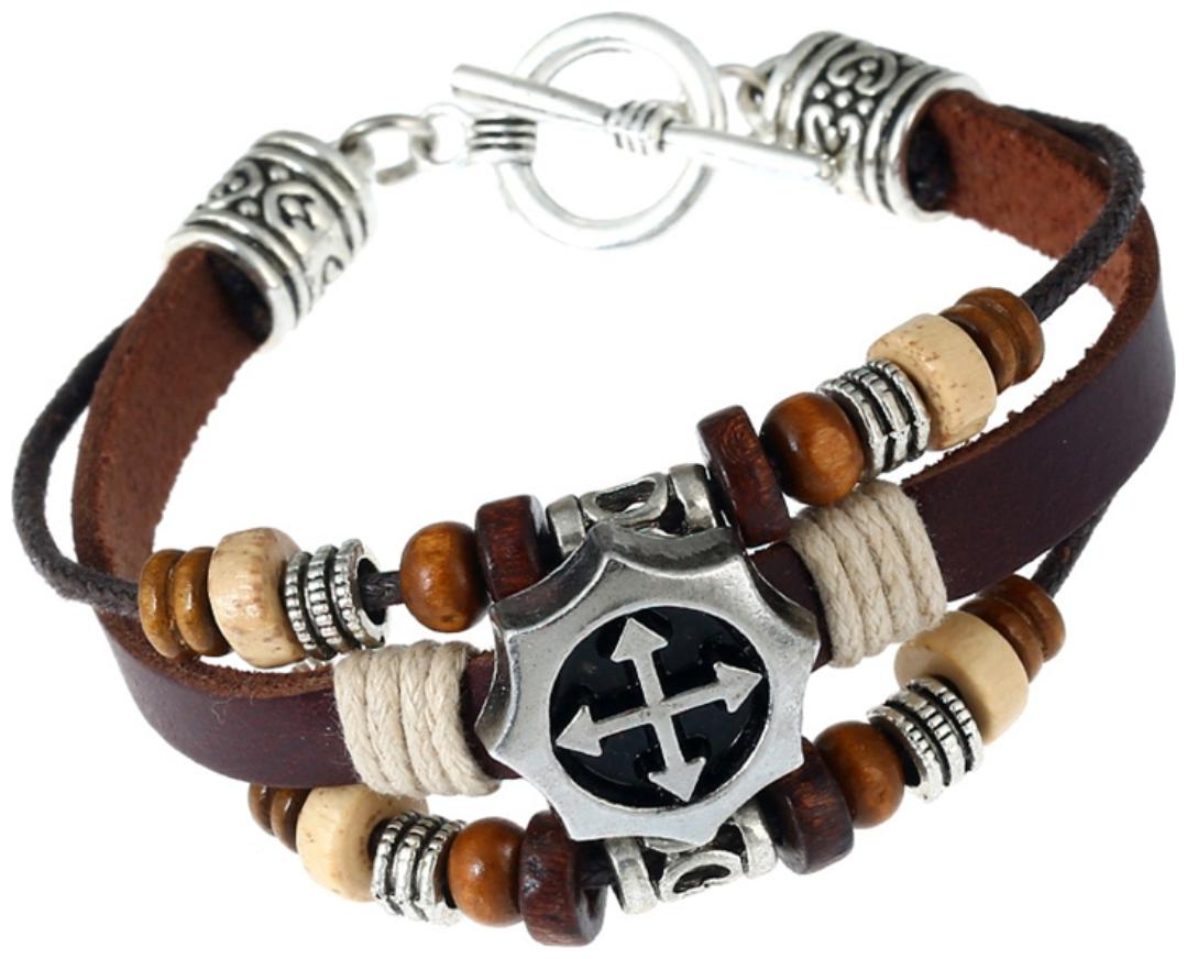 

Mens Bracelet Manufacturer Direct Selling Multi-Layer Handmade Beaded Cross - Leather Bracelet Cross-Boundary Genuine Leather Bracelet (J136) by The Fashion for Sure