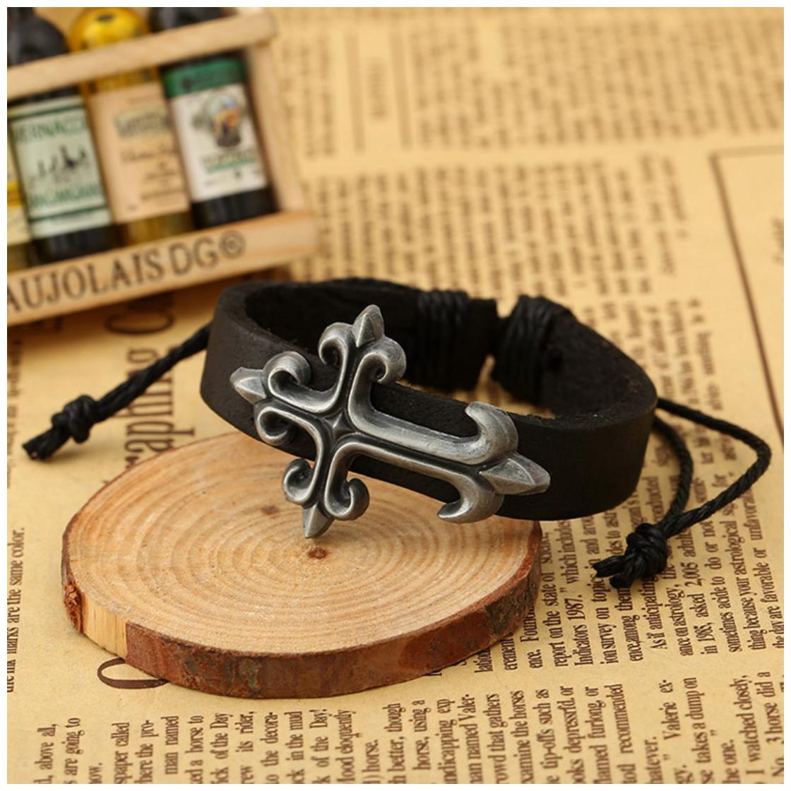 

Mens Bracelet Leather Wrist Band Bracelet BrownBy The Fashion for Sure
