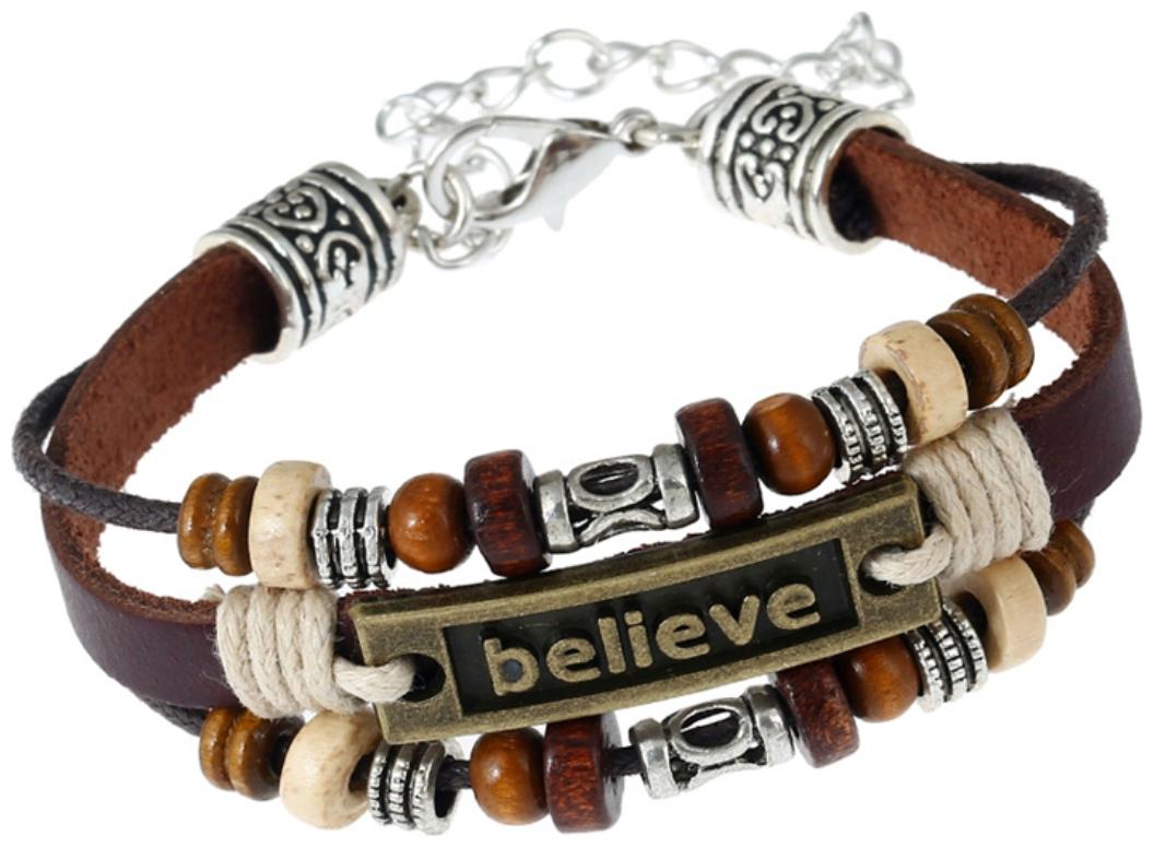 

Mens Bracelet New European and American New Believe Leather Bracelet Stable Source Speed Delivery Men and Women Leather Bracelet (J135) by The Fashion for Sure