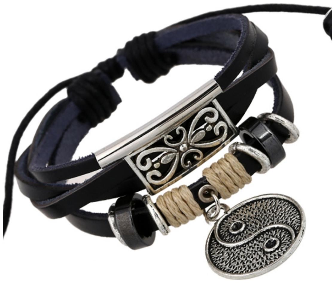 

Mens Bracelet Tai chi Bagua Leather Bracelet with Foreign Trade The Original Single Punk Bracelet Accessories Beads Factory of Leather Bracelet (J105) by The Fashion for Sure