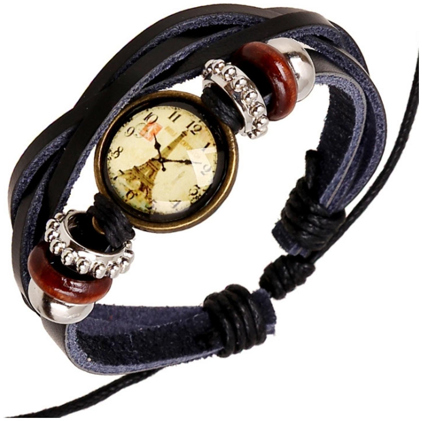 

Mens Bracelet New Hand Chain Fashion Leather Bracelet with Antique Chain (J058) by The Fashion for Sure