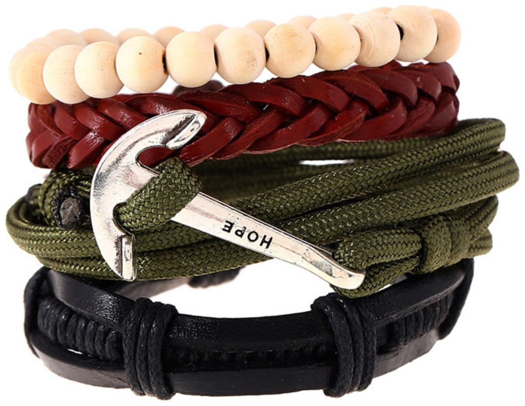 

Mens Bracelet Navy Contracted Wind Restoring Ancient Ways is Woven Anchor Leather Bracelet with Hand Rope Leather Bracelet with Multilayer Suit Nautical Bracelet (J102) by The Fashion for Sure