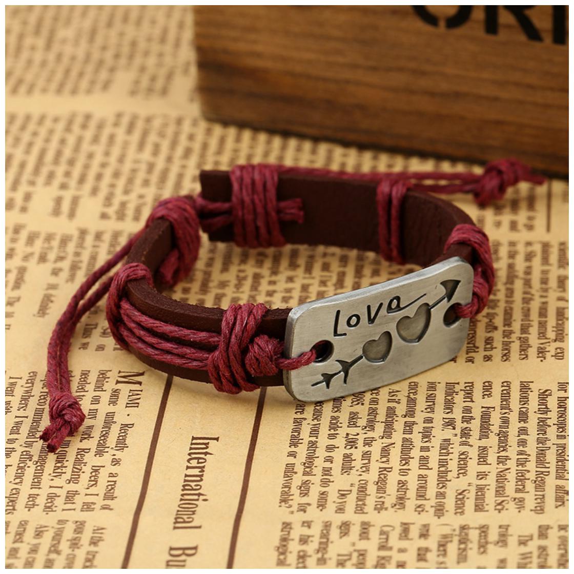 

Mens Bracelet Love Symbol Pink Color of Leather Bracelet for Lovely Girls (J150) by The Fashion for Sure