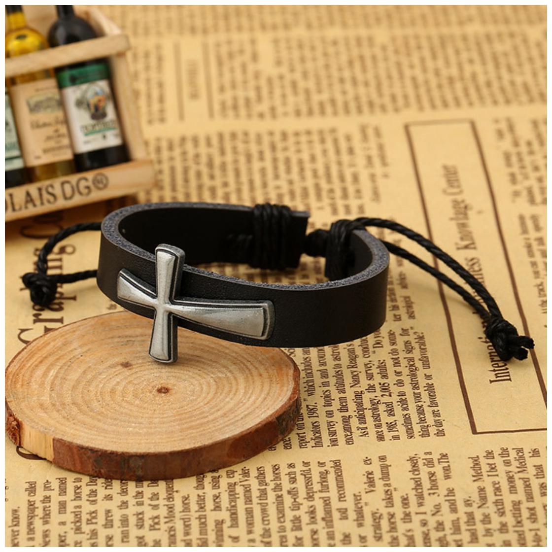 

Mens Bracelet Leather Wrist Band BraceletBy The Fashion for Sure