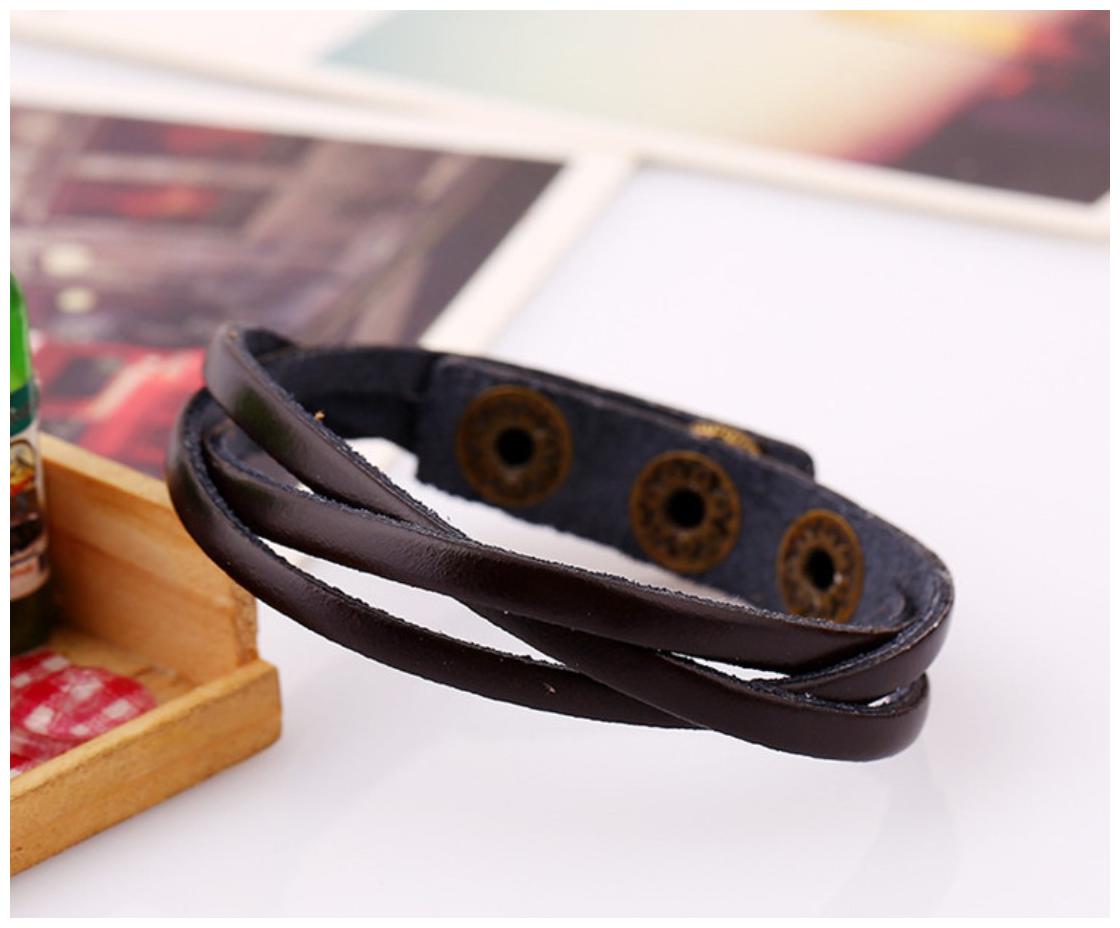 

Mens Bracelet Leather Wrist Band Bracelet BlackBy The Fashion for Sure