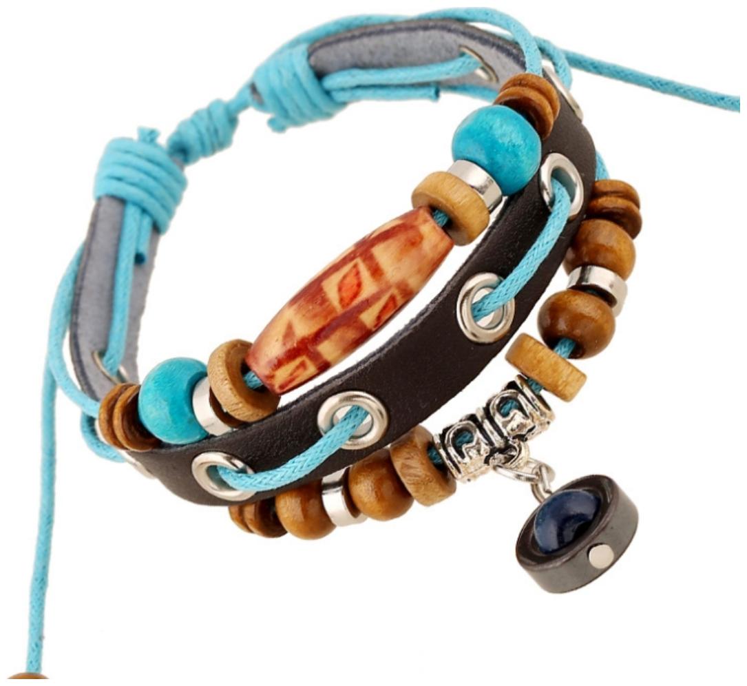 

Mens Bracelet Adjustable Leather Bracelet with Both Men and Women Unisex Small Adorn Article Jewelry Foreign Trade Exports Leather Beaded Bracelet (J095) by The Fashion for Sure