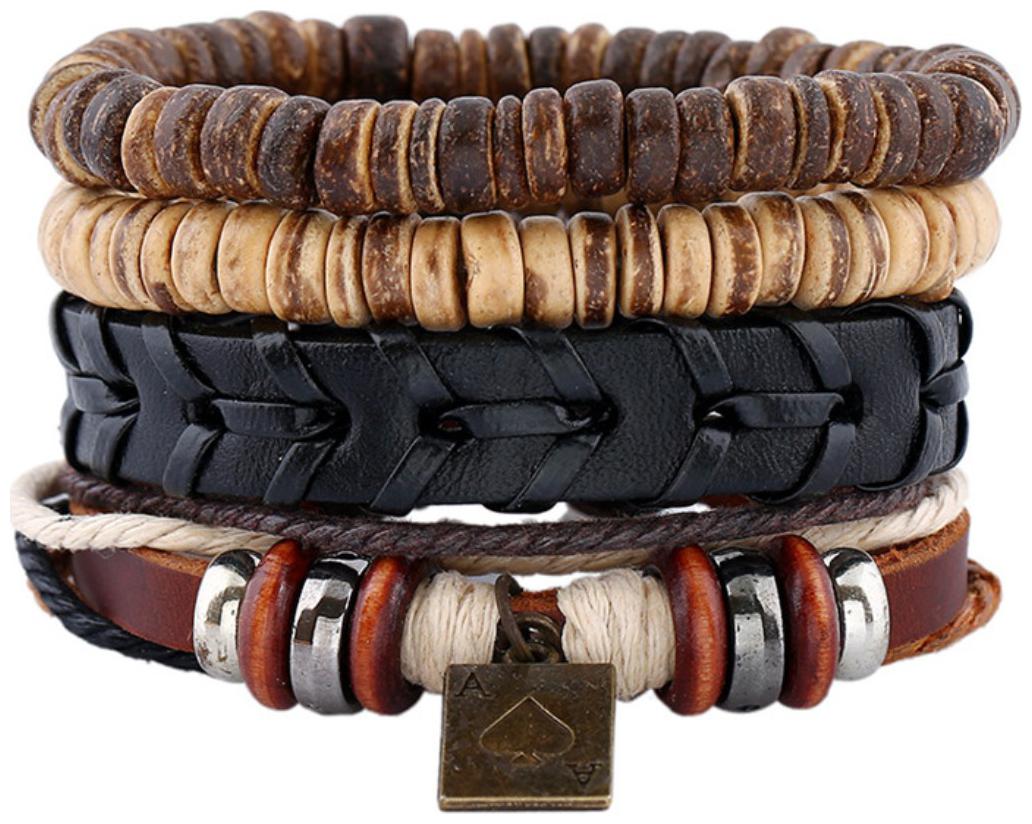 

Mens Bracelet Ancient Ways Suit Bracelet DIY Bracelet Braided Leather Bracelet with Coconut Shell Man Hemp Rope Leather Hand (J116) by The Fashion for Sure