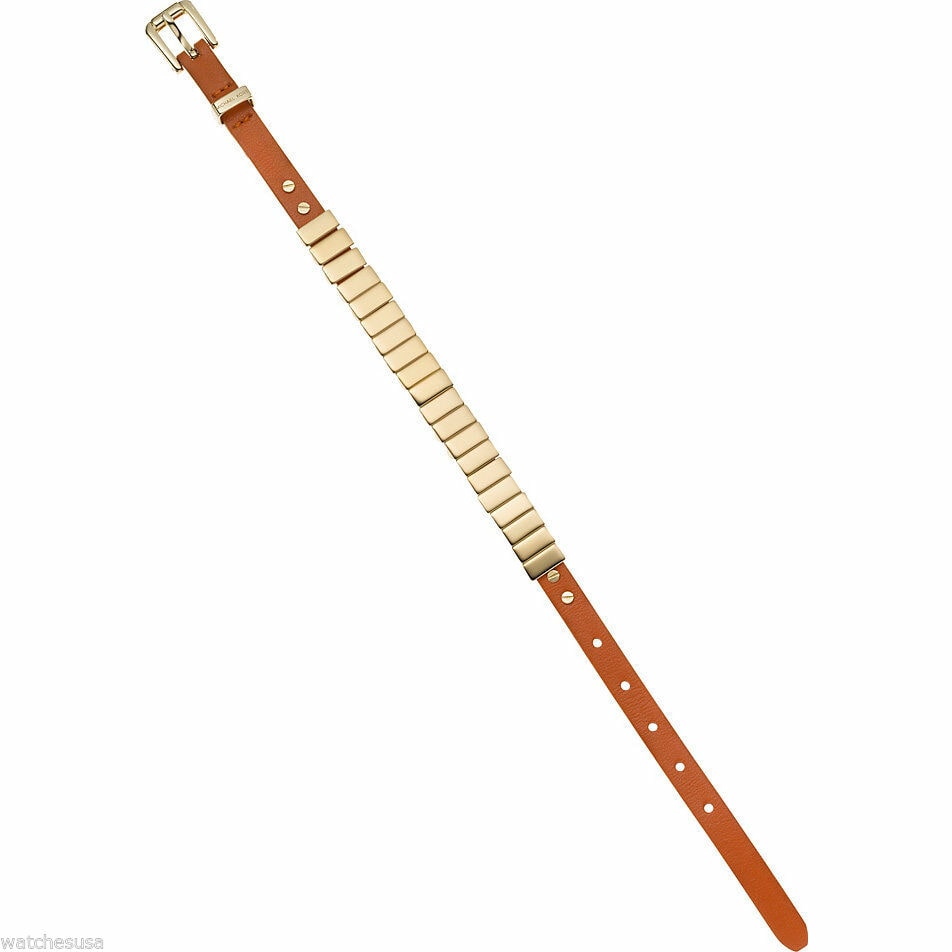 

MICHAEL KORS Gold-Tone Orange Leather Wrap Bracelet MKJ2356