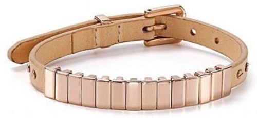 

Michael Kors Women s Leather Stainless Steel IP Pink Gold Beige Bracelet MKJ2405