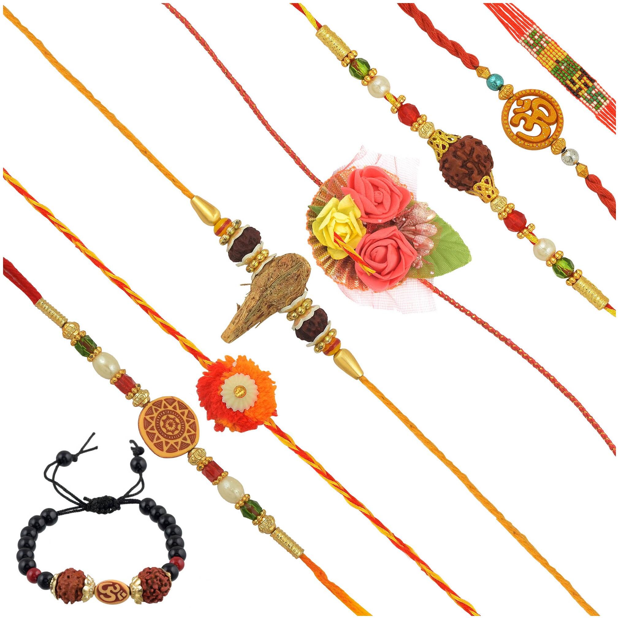 

MissMisster Rakshabandhan Super Big Bhai Bhabhi Rakhi Combo of 8 Rakhi