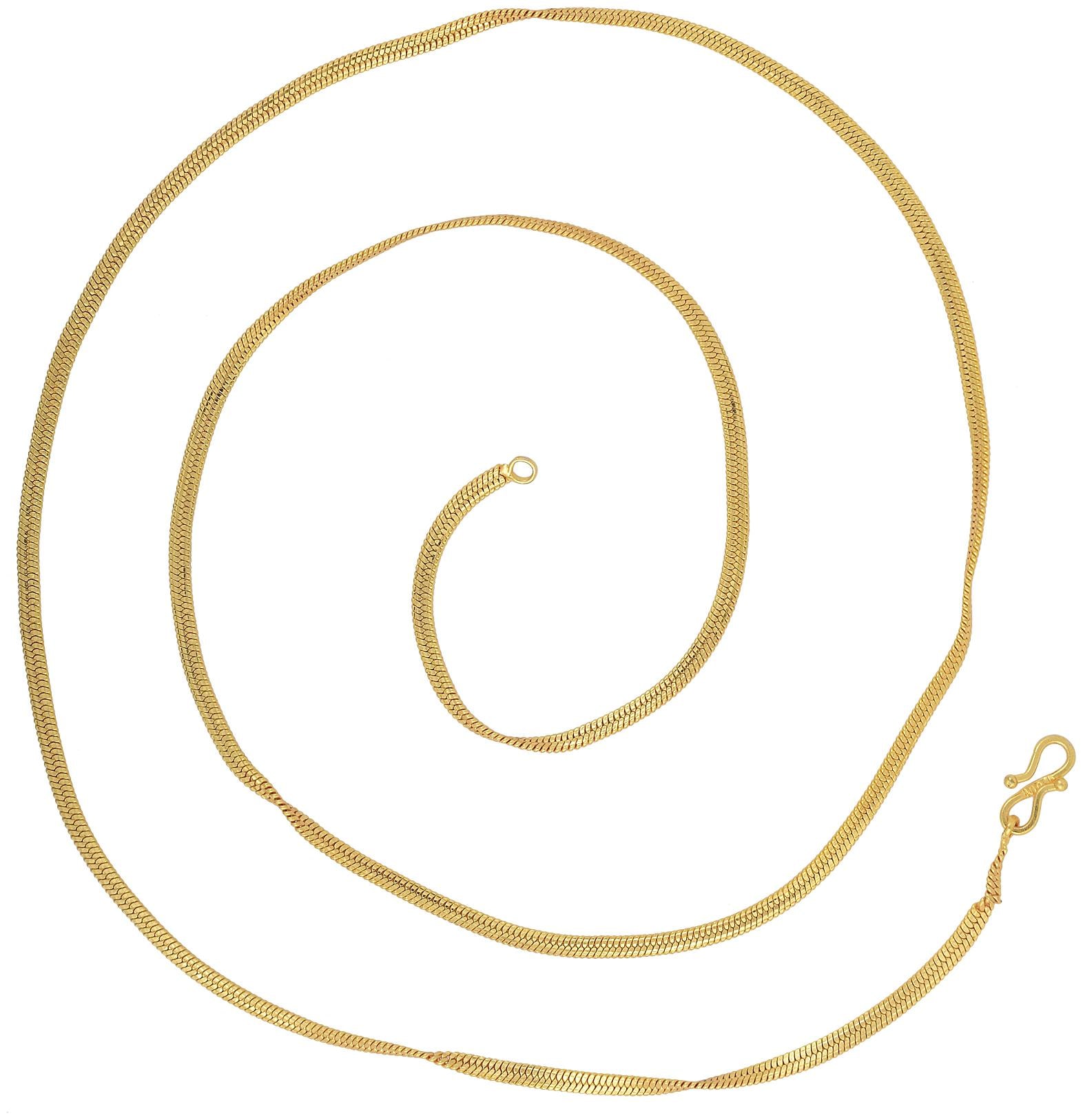 

MissMister 24 KT Micron Gold Super Long 36inch Flat Snake Chain Design Chain for Men and Women
