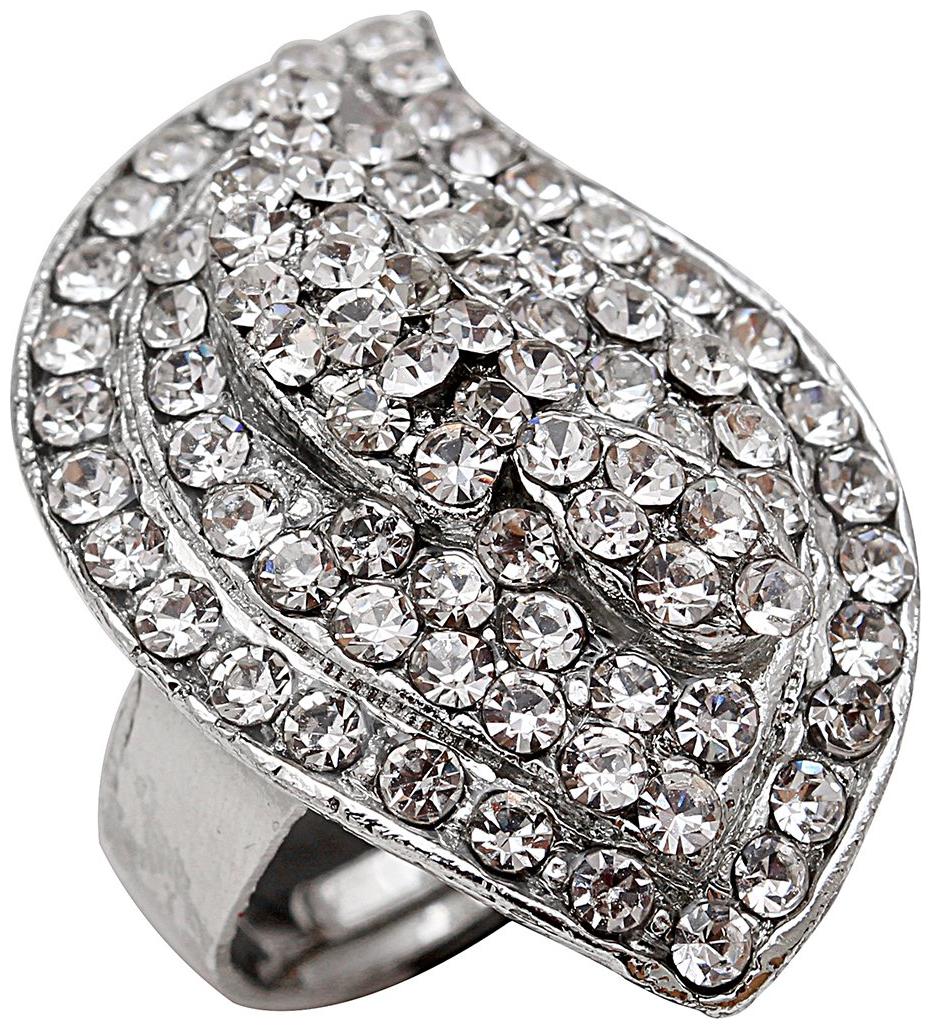 

MissMister American Diamond (CZ) Studded Silver Plated Diamond Look-alike S shaped Fashion Ring for Women