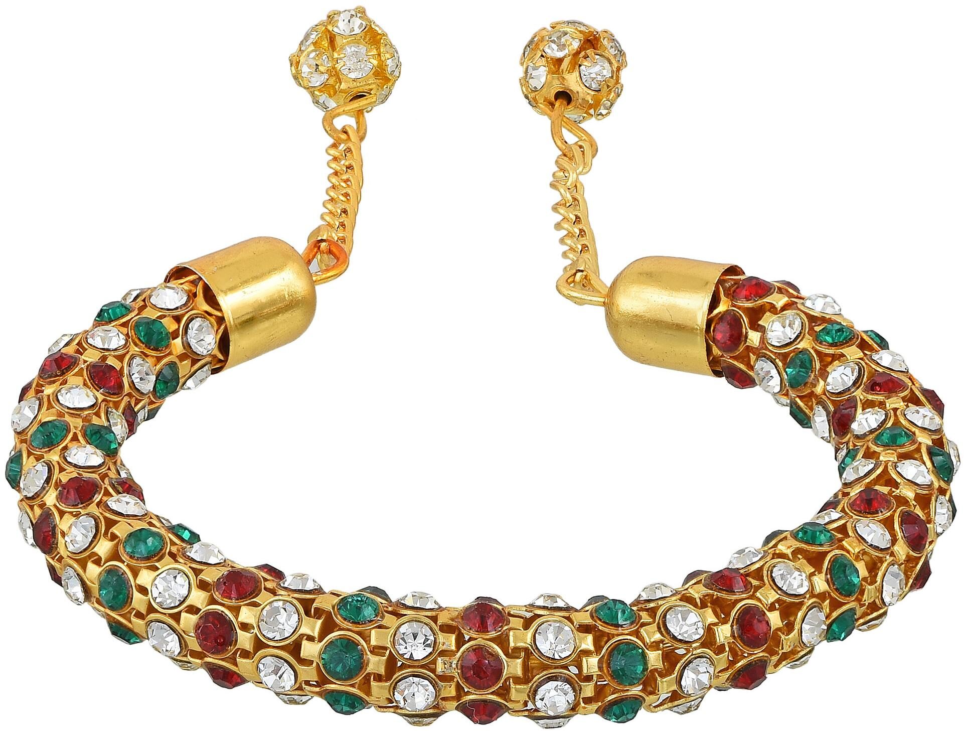 

MissMister Brass Colourful multicolour shining CZ free size Kada Women Fashion