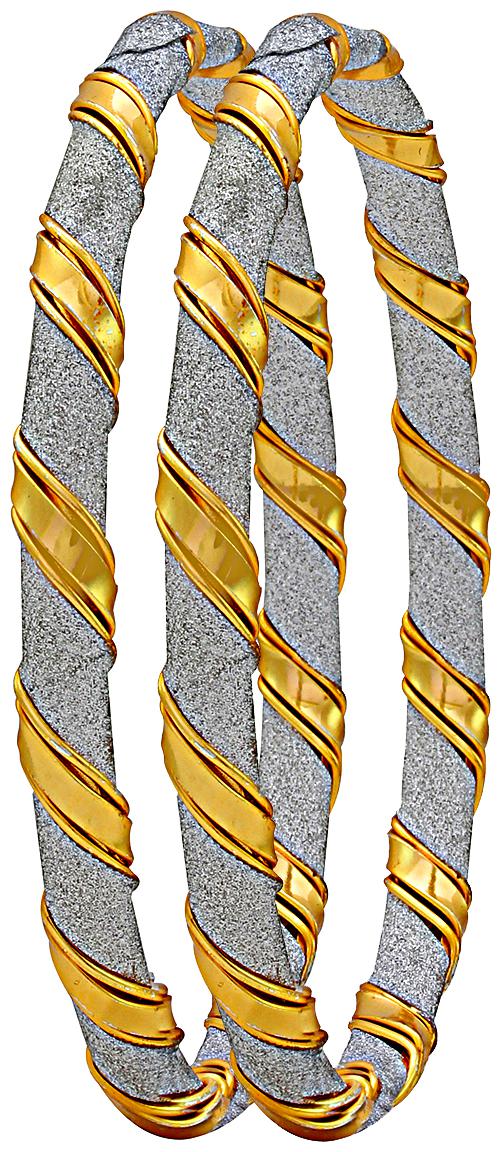 

MissMister Brass Yellow Gold Silver Bangle Set for Women