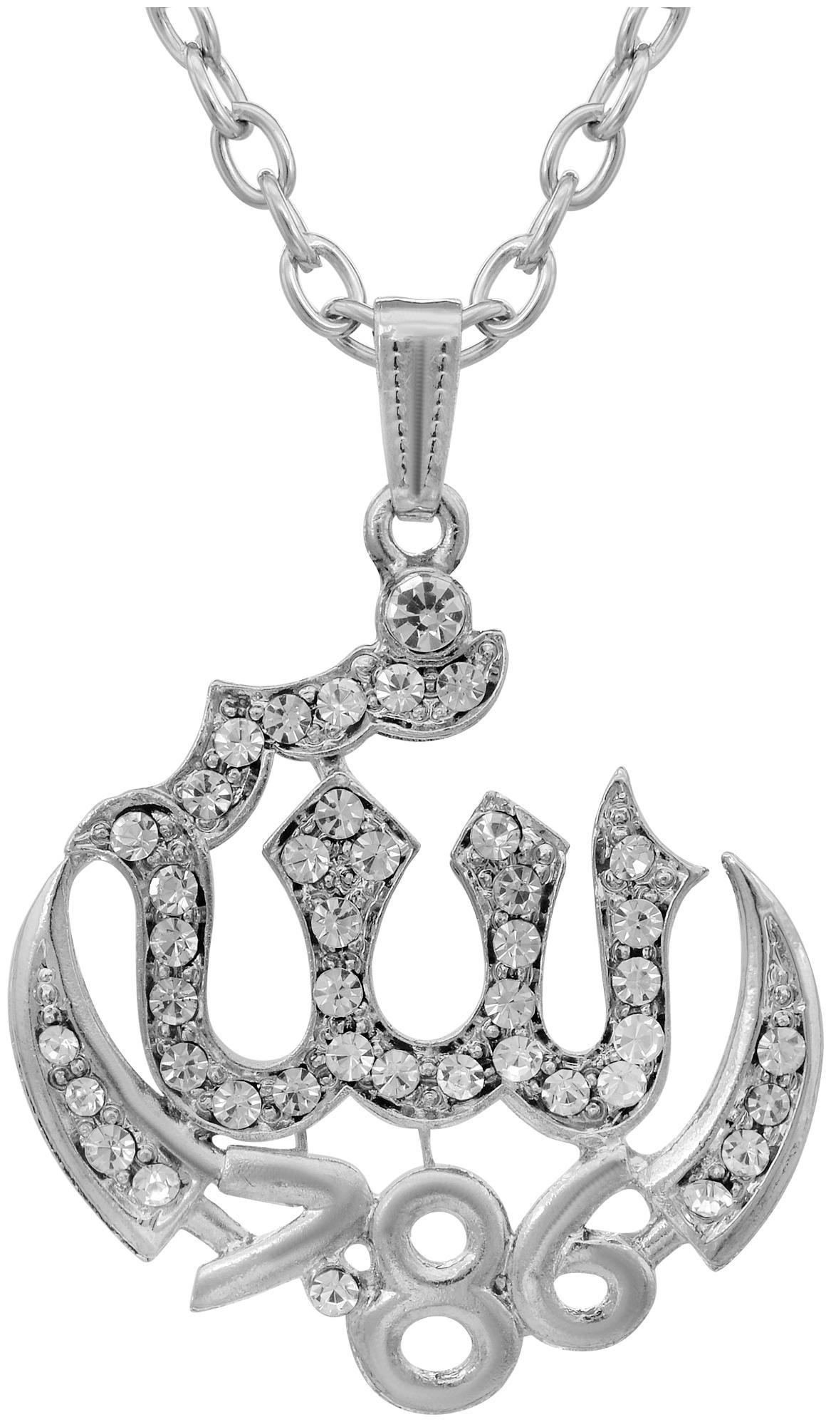 

Missmister Brass Silver Plated Allah 786 Islamic Muslim Jewellery Pendant