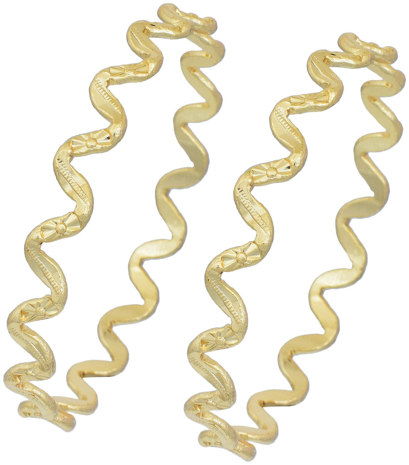 

MissMister Brass Real Yellow Gold Plated Lehar Design Bangle Set Women