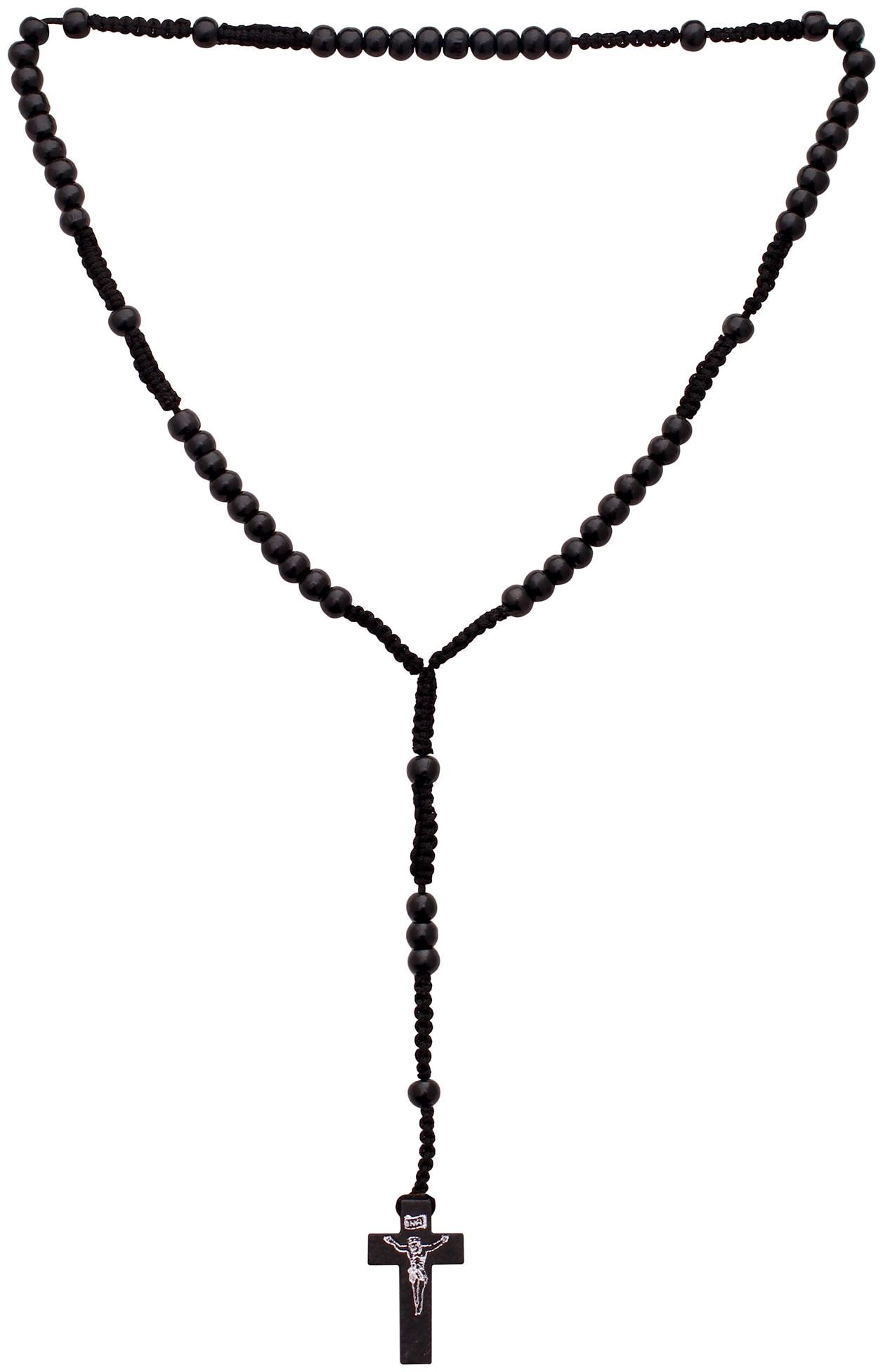 

MissMister Black Teak Wood Colour Christian Christ Jesus Rosary Bead Mala