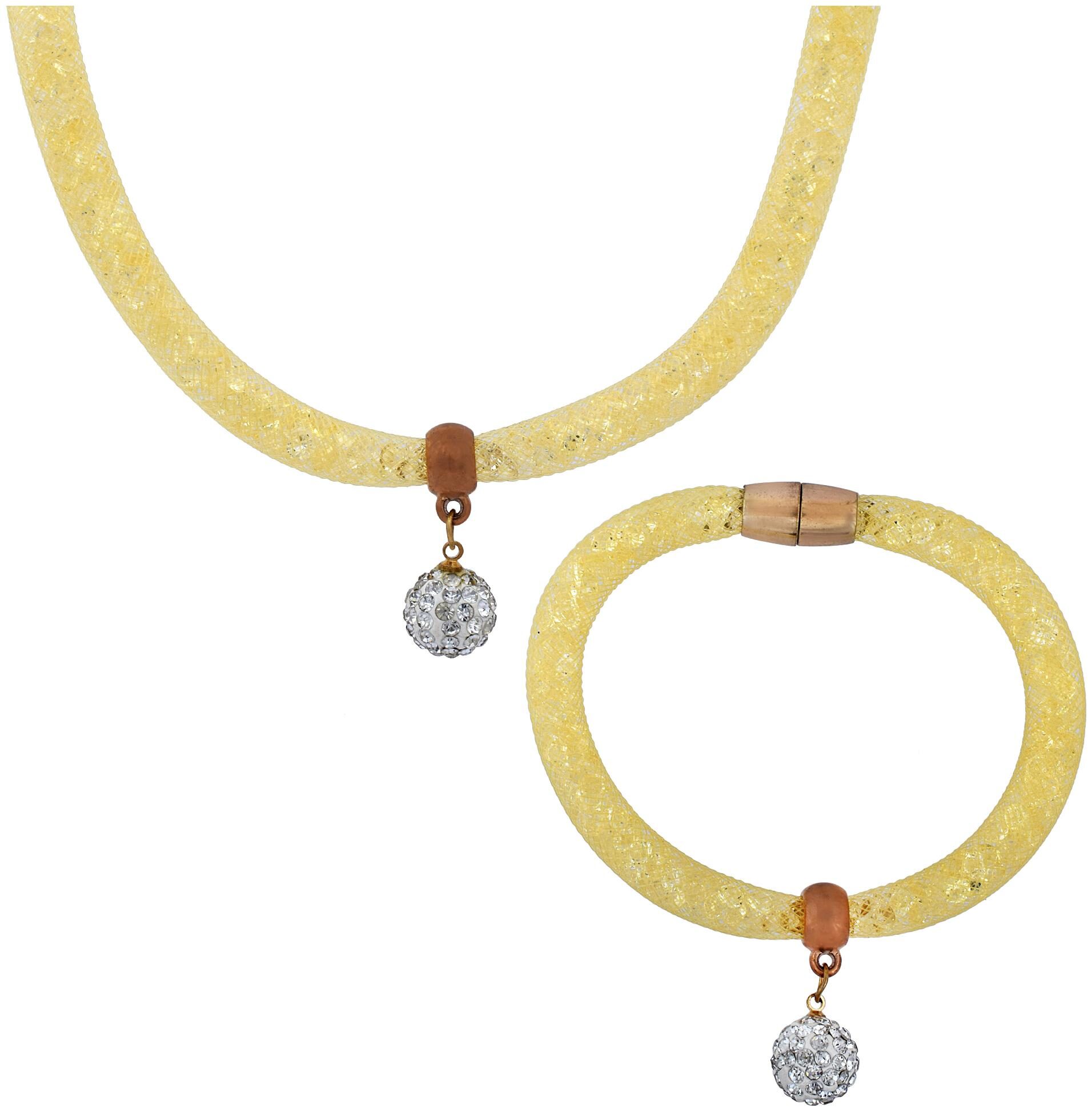 

MissMister CZ Filled Stunning White Wired Vinyl Tube Pendant Necklace with Matching Bracelet