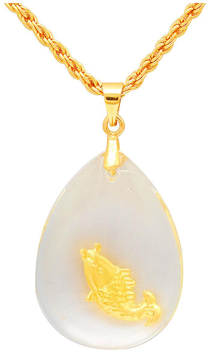 

MissMister Crystal Aquarium with Gold Plated Brass Fish Pendant Jewellery for Women
