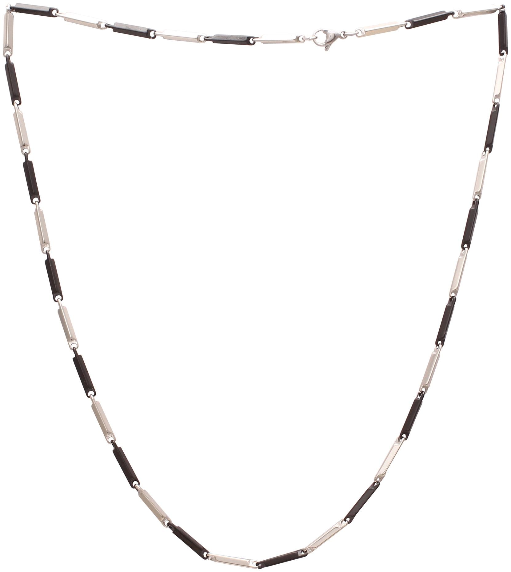 

MissMister Dual Tone Silver and Black Bar Link Chain Necklace