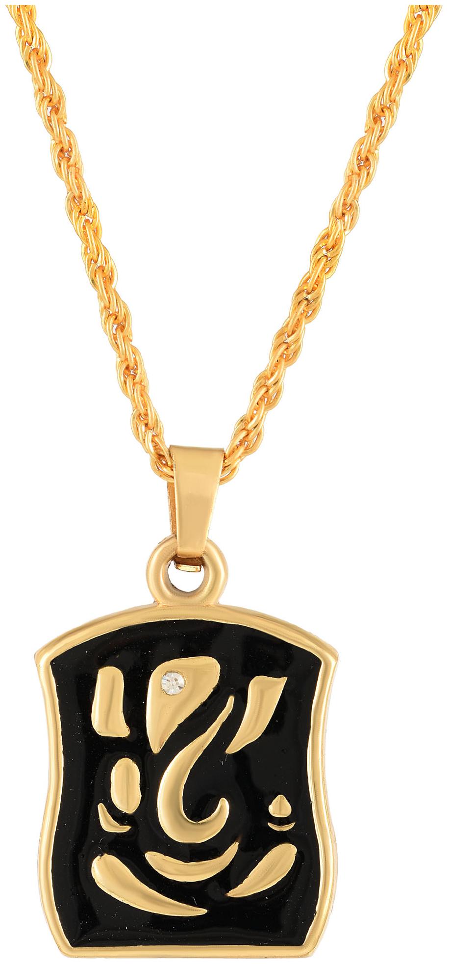 

Missmister Gold Plated Black Base Ganesh Ganpati Chain Pendant Hindu God