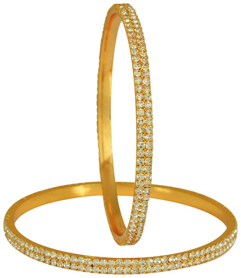 

MissMister Gold Plated Double Liner Swiss CZ Studded Diamond kada Look Rich Look Bangle Set for Women