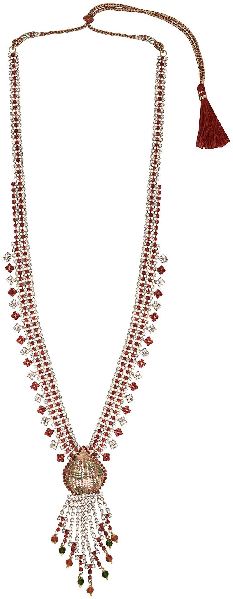 

MissMister Gold Finish White and Red C Z Fashion Designer Necklace