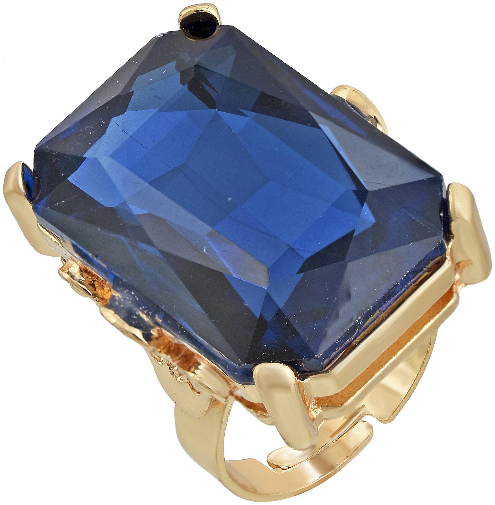 

MissMister Gold Plated Brass Titanic Ink Blue Big Size Partywear Jewelry Latest Design Fashion Finger Ring for Women