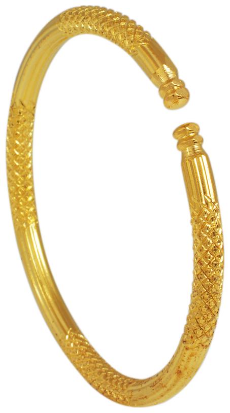 

MissMister Gold Finish Carving Tube Design open Ended Free Size Brass Kada