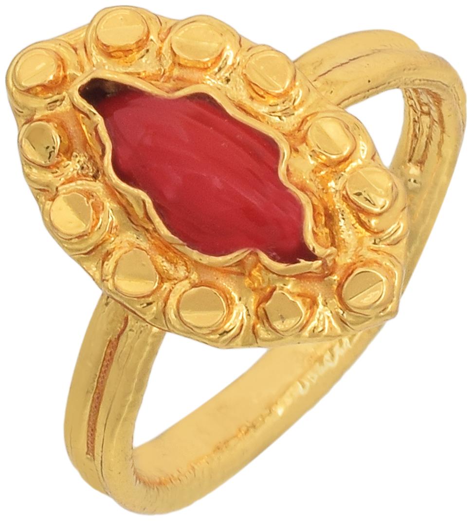 

MissMister Gold plated Faux Ruby Studded Marquoise shape free size finger ring Women Traditional fashion