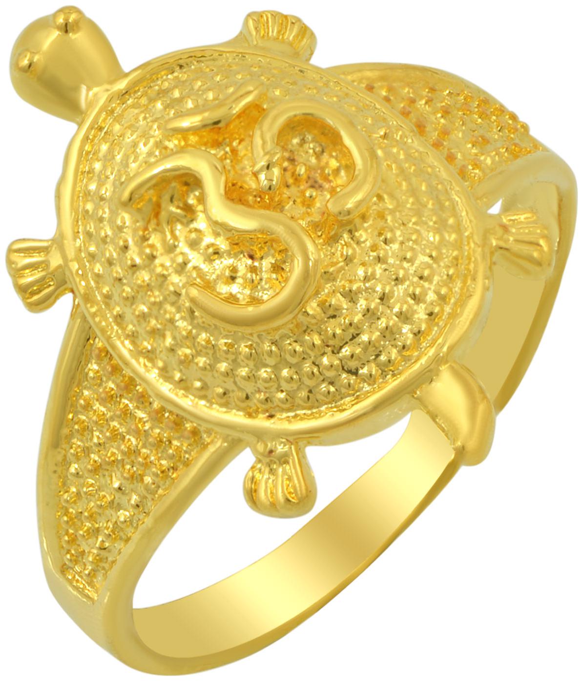 

MissMister Gold plated Om on Tortoise Fenghui Vastu Finger Ring For Men