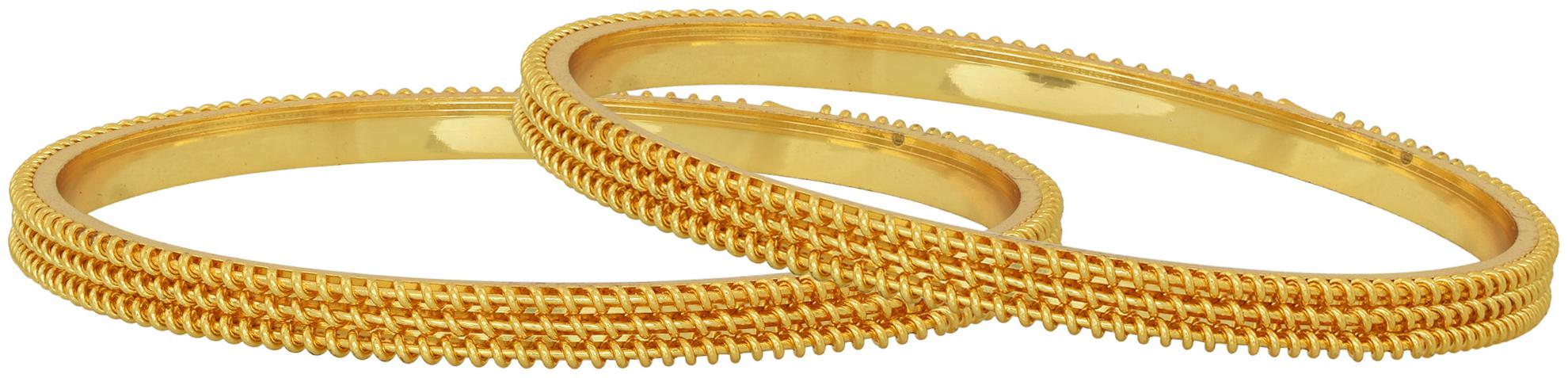 

MissMister Goldplated Brass double line Bangles (pack of 2)