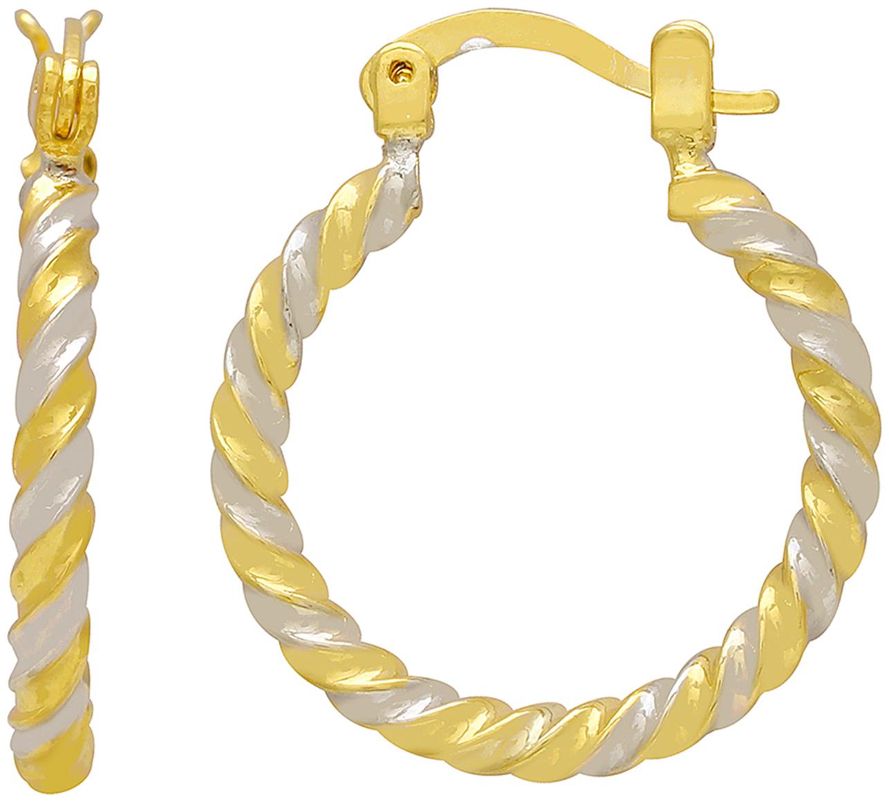 

Missmister Gold And Silver Plated Brass Twisted Design Hoop Earrings For Women