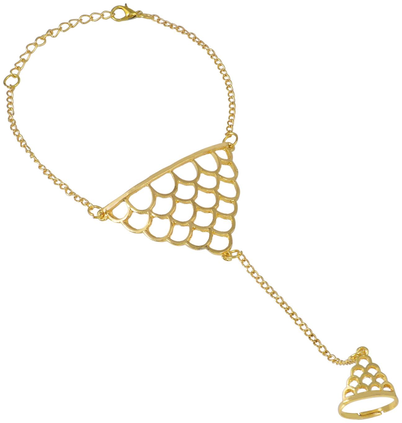 

MissMister Gold plated stylish Fashion Hathphool Hathpanja ring bracelet for Women