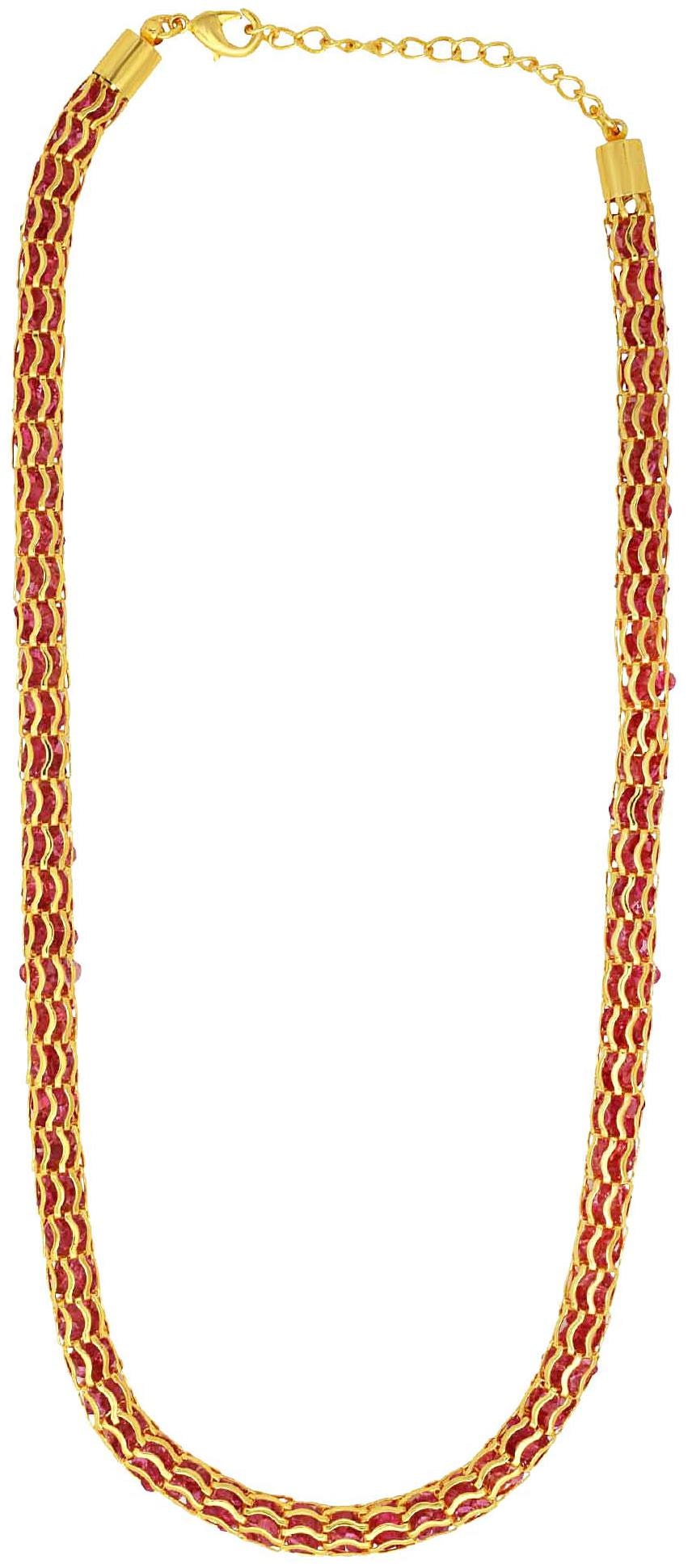 

MissMister Gold Plated Brass Wire trapped Red CZ Snake Body Chain Design Necklac