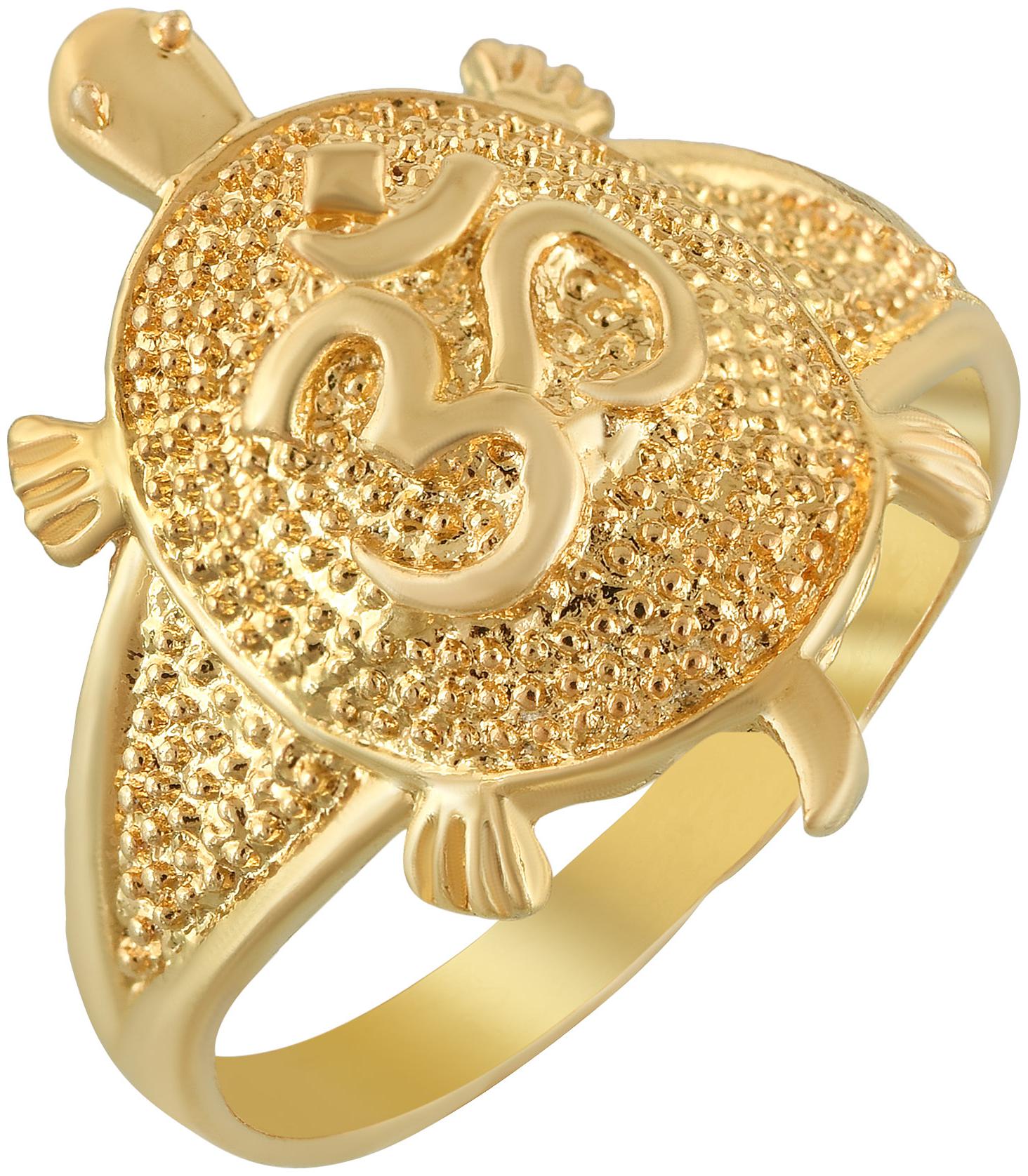 

MissMister Gold Plated Om Tortoise Vastu Fengshui Good Luck Finger Ring Men