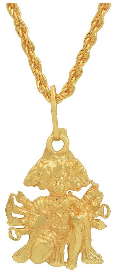 

Missmister Gold Plated Panchmukhi Hanuman Bajrang Bali Hindu God Pendant Temple Jewellery Chain Pendant Necklace Jewellery
