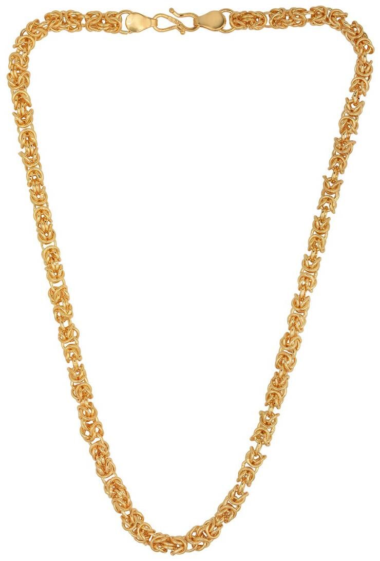 

MissMister Gold Plated Brass 6mm Thick 20 inch 50 g Heavy Interlink Design Necklace Chain