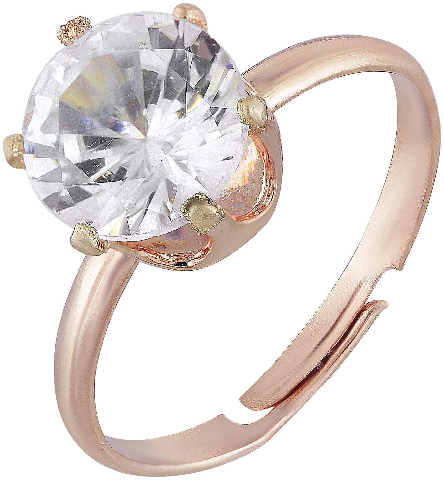 

MissMister Gold Plated Big CZ Solitaire Free Size Finger Ring Women Proposal Engagement Finger Ring