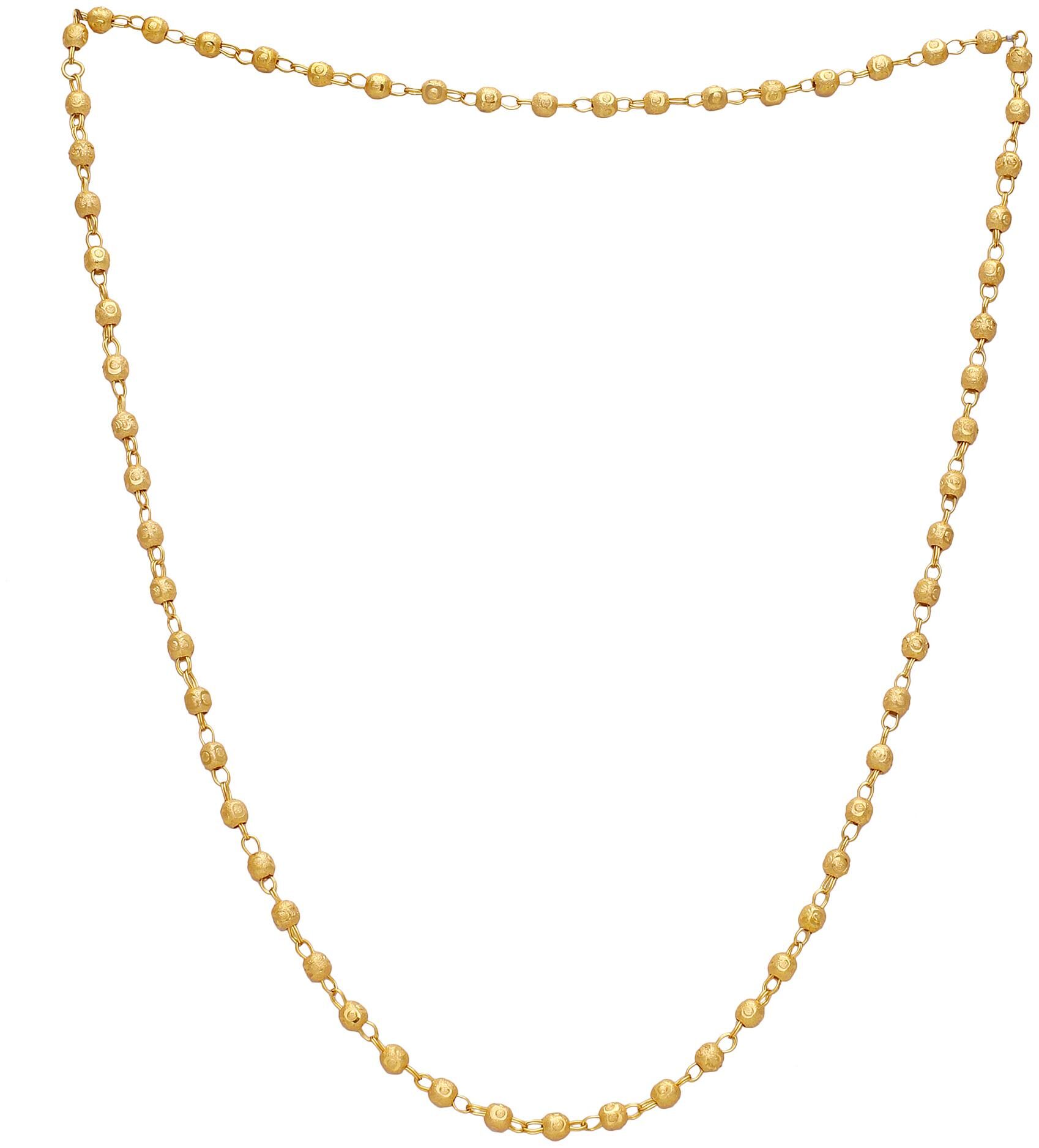 

MissMister Gold Finish 5mm Carved Ball Beads Ethnic Fashion Necklace