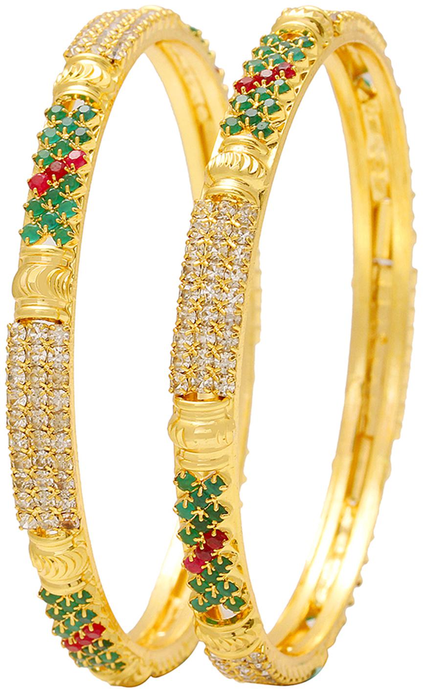 

MissMister Gold Plated Colourful Precious Stone Colour CZ Studded Jewellery Bangles for Women