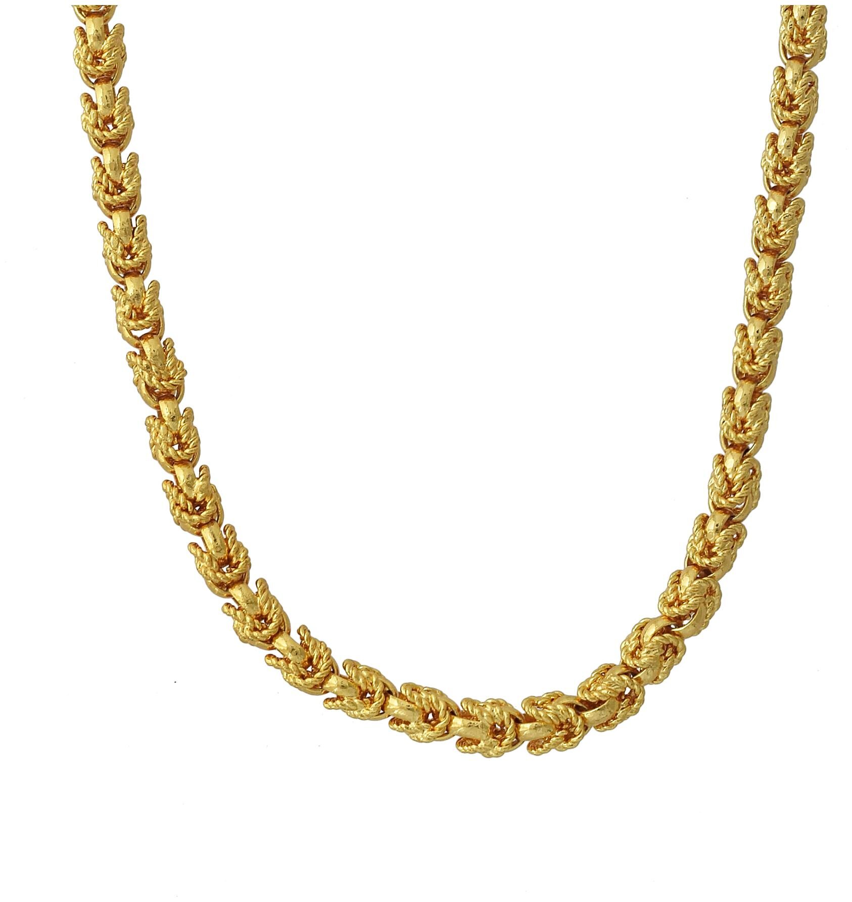 

MissMister Gold Plated Handcrafted Gajra Flower Design Long 4mm thick 24 inch Chain Jewellery for Men and Women