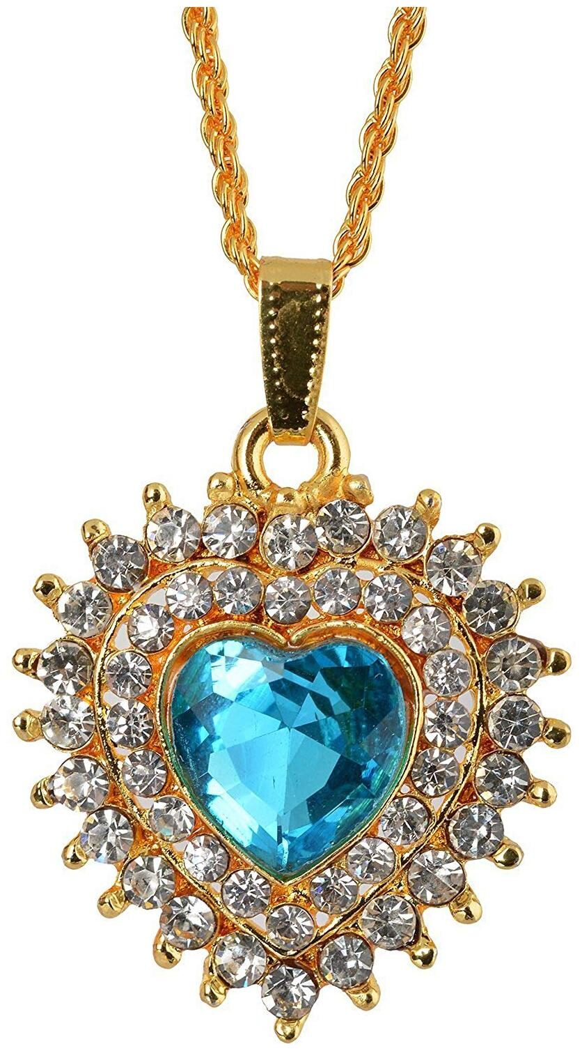 

MissMister Gold plated Brass Royal Blue Cubic Zirconia (CZ) Heartshape Pendant for Women