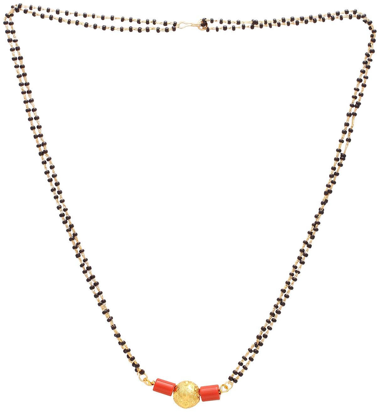

MissMister Gold plated Brass Ball and Coral design Ethnic Traditional Stylish Latest Mangaslutra jewellery Women Girls
