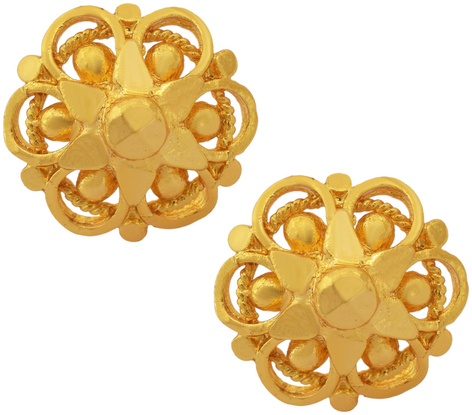 

Missmister Gold Finish Brass Flower Shaped Ethnic Fashion Stud Earrings For Women