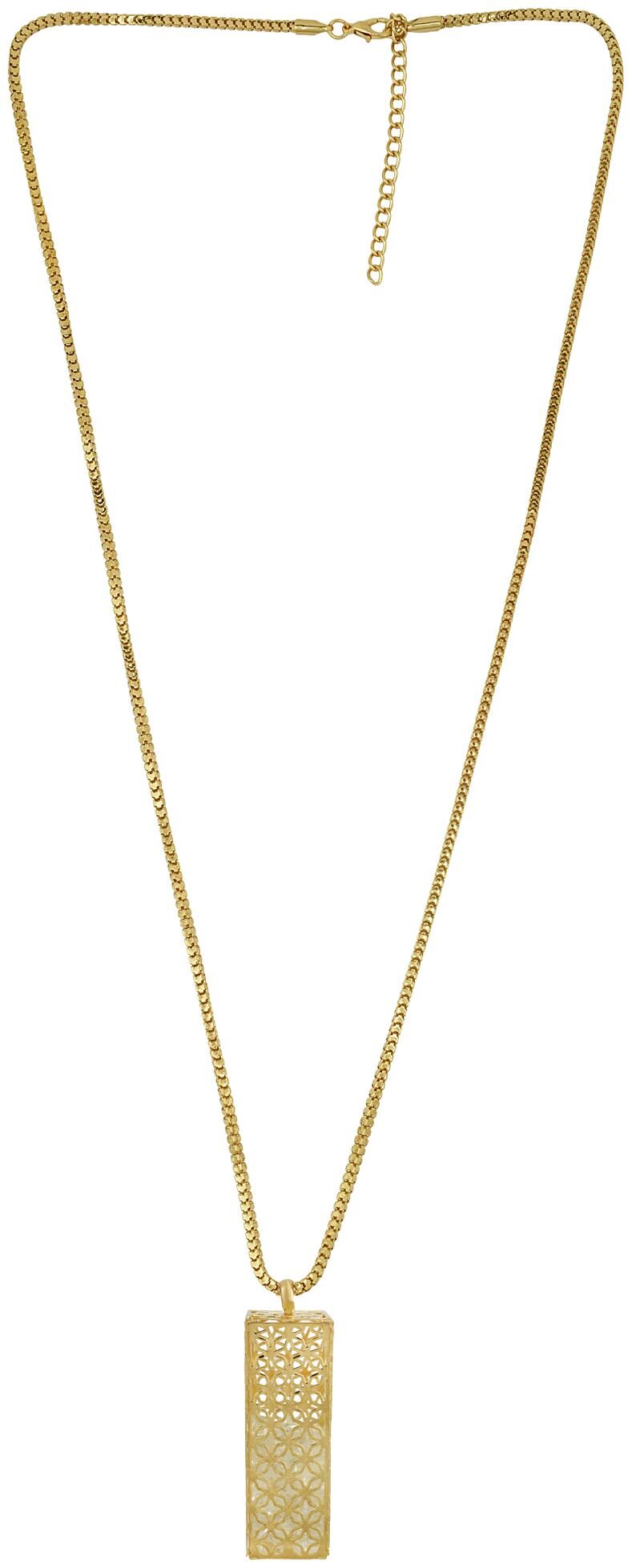 

MissMister Gold plated long cube with CZ design Fashion pendant long Necklace Women Stylish