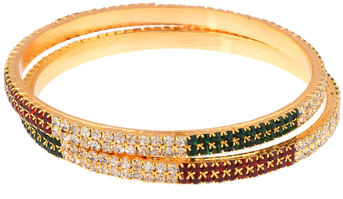

MissMister Gold Plated Colourful CZ Studded Bangle Set Women