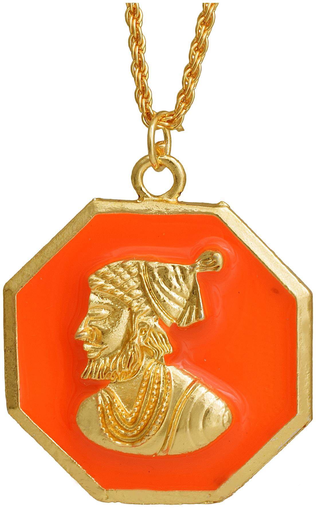 

MissMister Gold Plated Shivaji Maharaj Octagon Geometrical Shape Fashion Pendant